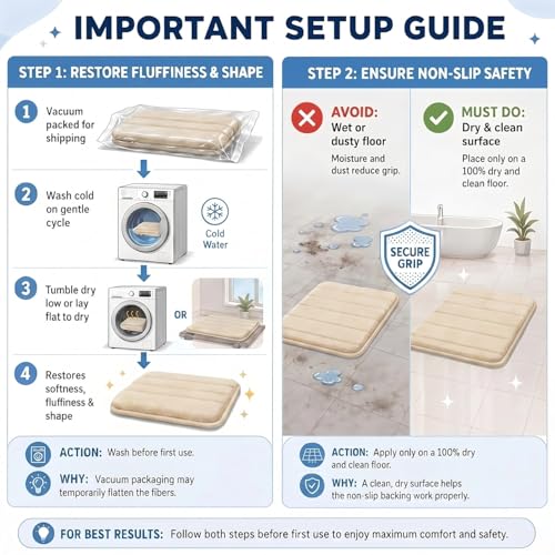 Bathroom Rugs Set 3 Piece, Memory Foam Bath Rugs, Non Slip Washable Bathroom Rug Set, Extra Soft Absorbent Bath Mats with U-Shaped Toilet Rug, Camel - color: Camel