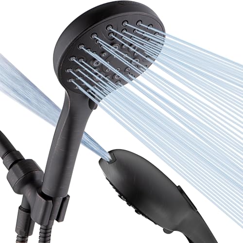 BRIGHT SHOWERS High Pressure Shower Head with Handheld, 9 Spray Settings Showerhead Built in Power Wash to Clean Tub and Pets, Extra Long 69" Hose, Adjustable Bracket, Oil-Rubbed Bronze - color: Oil Rubbed Bronze, style: 1.8 GPM | 9 Modes