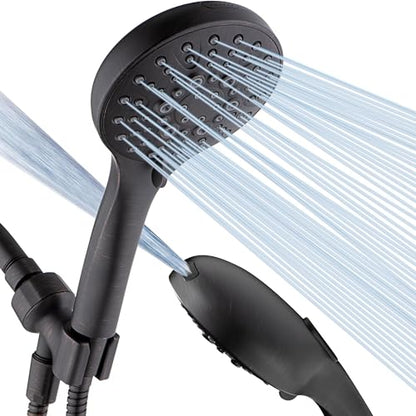 BRIGHT SHOWERS High Pressure Shower Head with Handheld, 9 Spray Settings Showerhead Built in Power Wash to Clean Tub and Pets, Extra Long 69" Hose, Adjustable Bracket, Oil-Rubbed Bronze - color: Oil Rubbed Bronze, style: 1.8 GPM | 9 Modes