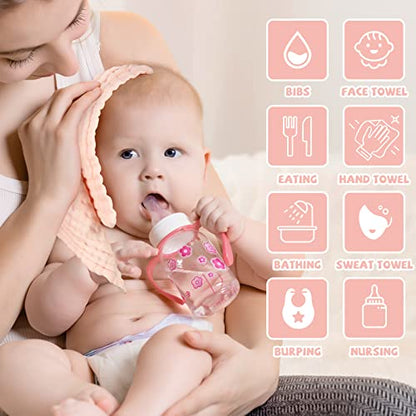 Baby Washcloths and Burp Cloths, Soft Absorbent Towels for Newborns, 6 Pack, 12x12 Inches (Pink) - color: Pink
