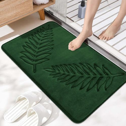 Memory Foam Bath Rugs Leaf Bath Mat Non-Slip Strong Water Absorbent Plush Microfiber Bath Mat Rug Super Water Absorbent Machine Washable Bath Rugs for Bathroom, Tub (20 * 31 inch) - size: 20*31 in