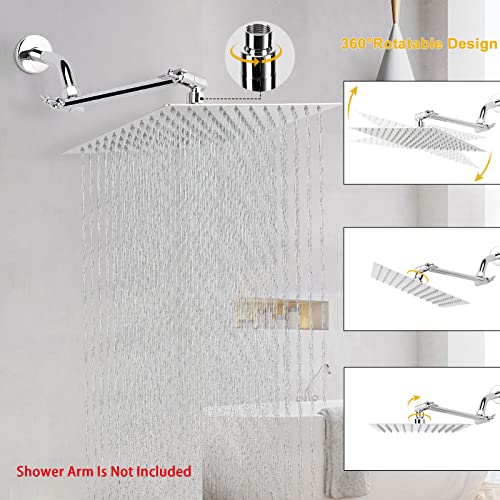 NearMoon Rain Shower Head, High Flow Stainless Steel Square Rainfall Shower, High Pressure Design, Awesome Shower Experience Even At Low Water Flow (10 Inch, Chrome Finish) - color: Chrome Finish, size: 10 Inch Square