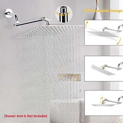 NearMoon Rain Shower Head, High Flow Stainless Steel Square Rainfall Shower, High Pressure Design, Awesome Shower Experience Even At Low Water Flow (10 Inch, Chrome Finish) - color: Chrome Finish, size: 10 Inch Square