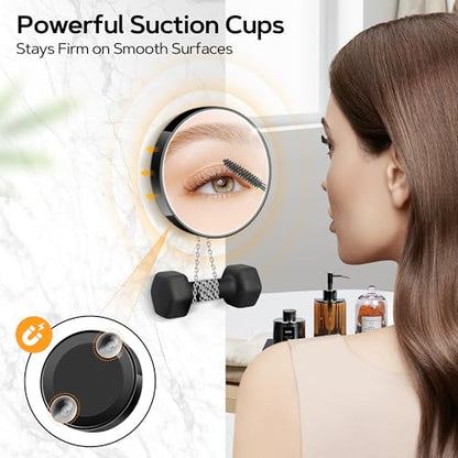 MIYADIVA Magnifying Mirror 40X/30X/20X, 3.5 Inch Round Compact Mirror with Suction Cup, 2Ps Stainless Steel Tweezers, Perfect for Makeup, Eyebrows, Beards, Travel - color: Black-40xset