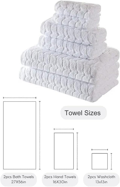 BAGNO MILANO Certified Organic Turkish Cotton Bath Towels, Luxury Jacquard Absorbent, Ultra Soft-Plush Organic Towel Set (White, Towel Set of 6) - color: White