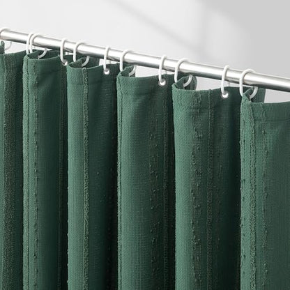 Dark Green Shower Curtain Boho, Cotton Blend Waffle Shower Curtain Textured, Fabric Shower Curtains for Bathroom, Hotel, 72 x 72 - color: Dark Green, size: 72"W x 72"L (Pack of 1)