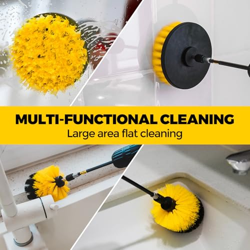 Holikme 20 Pack Drill Brush Set with Soft Detail Brush and Cleaning Cloth | 1 extension rod, 1/4-inch quick-change shaft,Power scrubber cleaning kit for Tile, Floors, Grout, Tub, Car Detailing
