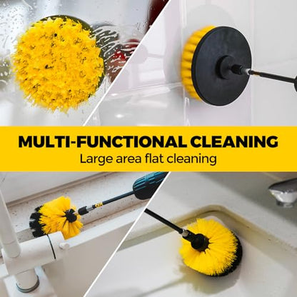 Holikme 20 Pack Drill Brush Set with Soft Detail Brush and Cleaning Cloth | 1 extension rod, 1/4-inch quick-change shaft,Power scrubber cleaning kit for Tile, Floors, Grout, Tub, Car Detailing