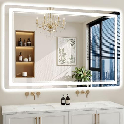 40"x60" LED Bathroom Mirror with Lights, Backlit + Front Lit, Anti-Fog, Lighted Bathroom Mirror for Wall, HD Shatterproof Tempered Glass, Dimmable, Memory Function (Horizontal/Vertical) - size: 60"L x 40"W