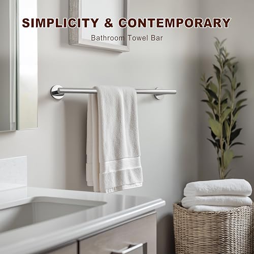 SEIDO 24 Inch Polished Chrome Towel Bar (2-Pack), Double Locking Anti-Drop Bathroom Towel Holder, SUS 304 Stainless Steel Towel Rack with 21" Usable Length, Complete Hardware, for Bathroom & Kitchen - color: Polished Chrome, size: 24 Inch (2 Pack)