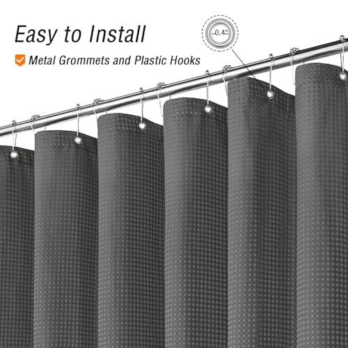 Extra Long Charcoal Grey Fabric Shower Curtain, 72 x 84 | Tall Cloth-Textured Shower Curtain for Bathroom, Water Repellent, Machine Washable - color: Charcoal Grey, size: 72"W x 84"L (Pack of 1)