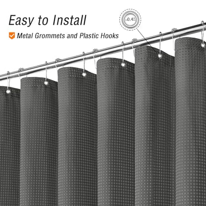 Extra Long Charcoal Grey Fabric Shower Curtain, 72 x 84 | Tall Cloth-Textured Shower Curtain for Bathroom, Water Repellent, Machine Washable - color: Charcoal Grey, size: 72"W x 84"L (Pack of 1)