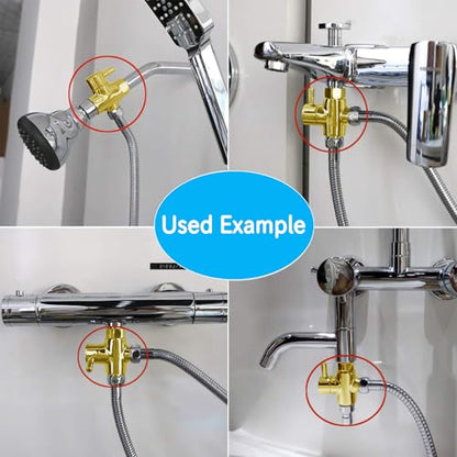 Brass Shower Arm Diverter Valve for Hand Held Showerhead and Fixed Spray Head,G 1/2 3-Way Bathroom Universal Shower System Replacement Part (Gold) - color: Gold