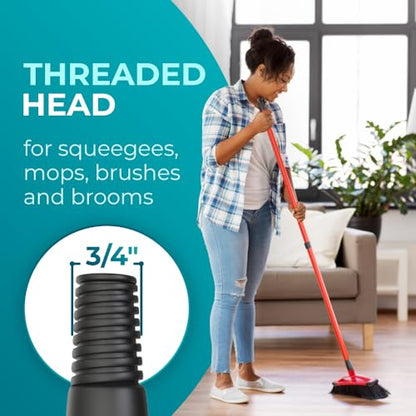 HeloMorSqueegee Broom Scrubbing Brush with Telescopic Long Handle for Garage, Patio, Deck, Tile and Shower (59 Inch (Metal Broom Handle)) - size: 59 Inch (Metal Broom Handle)
