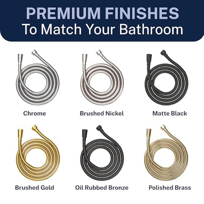 HammerHead Showers® Solid Metal 9 ft Shower Hose - CHROME – Extra Long 108” Attachment for Handheld Shower Head - Shower Hose Replacement - color: Chrome, size: 108 Inches