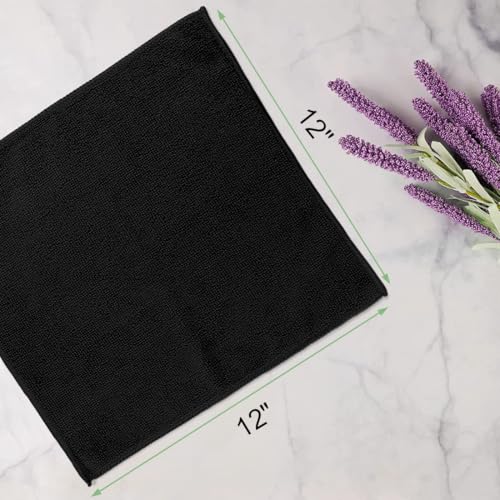 Washcloths 10 Pack Face Towels (12" x 12"), Highly Soft Wash Cloths | Hand Towels, Fast Drying Multi-Purpose Microfiber Cleansing Cloths for Bathroom, Hotel, Spa, and Salon Black - color: Black, size: 10Pack