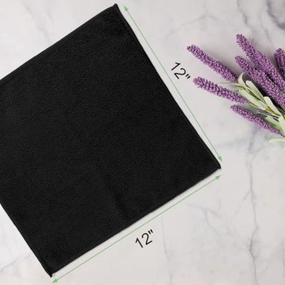 Washcloths 10 Pack Face Towels (12" x 12"), Highly Soft Wash Cloths | Hand Towels, Fast Drying Multi-Purpose Microfiber Cleansing Cloths for Bathroom, Hotel, Spa, and Salon Black - color: Black, size: 10Pack