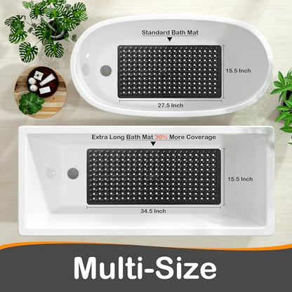 Yimobra Bathtub Mat Non Slip, 27.5"X15.5" Machine Washable Shower Floor Mat, Soft on Feet, Bathmat with Drain Holes and Suction Cups, Bathroom Essentials, Black - color: Black, size: 27.5 X 15.5 Inch