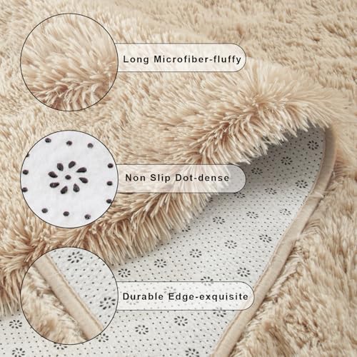 Chicrug Soft Area Rugs for Bedroom Living Room Plush Fluffy Rug 3x5 Feet, Shag Furry Area Rug Carpet Non Shedding for Nursery Children Kids Girls Room Home Decorative, Camel | Shag Furry Area Rug Carpet Non Shedding for Nursery Children Kids Girls Room Ho