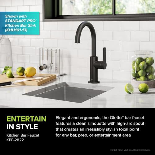 KRAUS Oletto Single Handle Kitchen Bar Faucet in Matte Black, KPF-2822MB - color: Matte Black, style: Bar Faucet