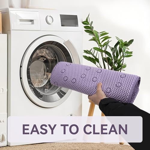 Bathtub Mat Non Slip, Soft Foam Bath Mat for Tub, Bathtub Mat with Drain Holes, Suction Cups Shower Mat (Purple, 36''X17'') - color: Purple