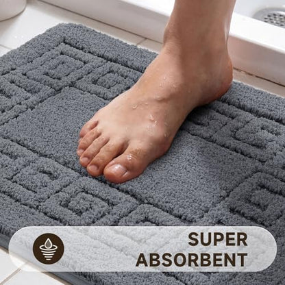 Pauwer Bathroom Rugs Sets 3 Piece, Plush Absorbent Bath Rug, Dark Grey | Microfiber Bath Mat Set, Non Slip Washable, Quick Dry Floor Carprt, Soft U Shaped Toilet Mats For Bathroom Shower Sink - color: Dark Grey