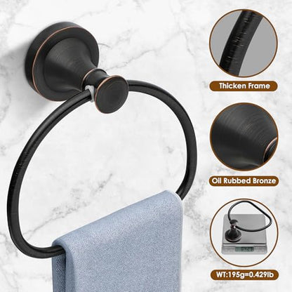 Bronze Bathroom Hand Towel Holder, ORB Towel Ring Holder, Wall Mounted Towel Rack Hanger Home Half Round Bathroom Hardware Accessory Modern - color: Bronze