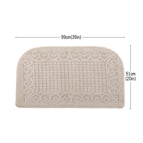 COSYHOMER 39x20 Half Round Kitchen Rug,Non Slip Washable Mat,Beige 1PC | Polypropylene tufted textile,small half circle rug,kitchen sink mat,Kitchen floor mat - color: Beige, size: 1'8" x 3'3" (Semicircular)