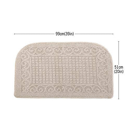 COSYHOMER 39x20 Half Round Kitchen Rug,Non Slip Washable Mat,Beige 1PC | Polypropylene tufted textile,small half circle rug,kitchen sink mat,Kitchen floor mat - color: Beige, size: 1'8" x 3'3" (Semicircular)