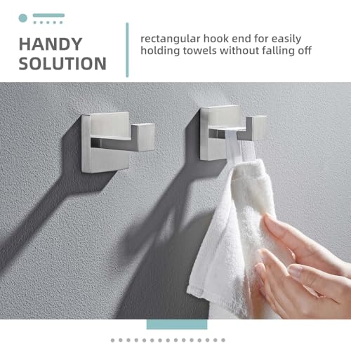Angle Simple Bathroom Towel Hooks, Robe Coat Hooks, Brushed Nickel, 2 Pack | SUS304 Stainless Steel Shower Bath Towel Holder, Bathrobe Hanger Screw Wall Mount - color: Brushed Nickel, size: 2 Pack