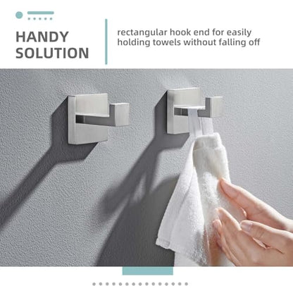 Angle Simple Bathroom Towel Hooks, Robe Coat Hooks, Brushed Nickel, 2 Pack | SUS304 Stainless Steel Shower Bath Towel Holder, Bathrobe Hanger Screw Wall Mount - color: Brushed Nickel, size: 2 Pack