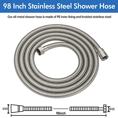 RUMOSE 98 inches Extra Long Shower Hose, Nickel | Shower Head Extension Hose, Attachment Flexible Handheld Shower Sprayer Hose, Stainless Steel Shower Tube - color: Nickel, size: 98"