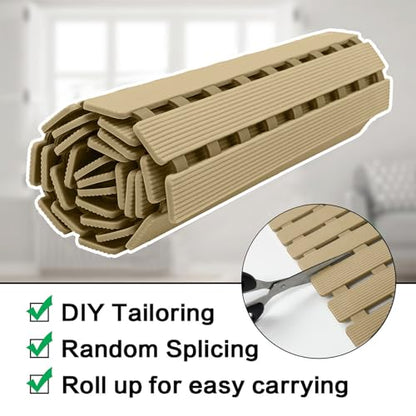 BEMISO Shower Mat Non Slip Bathtub Mat 37.4 x 15.7 Inch Bath Mat for Tub | Suction Cups,Drain Holes,Easy Dry,Easy to Cut,Eco-Friendly - color: Brown, size: 37.4 x 15.7 inches