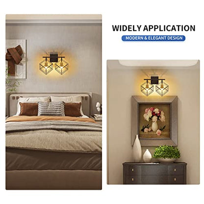 Bathroom Vanity Light with 2 Bulbs Bathroom Light Fixtures Over Mirror with 2 Rotatable Cube Shades Modern Wall Mounted Matte Black - color: Matte Black With Pineapple Gold, size: 2-Lights ( 16" Width )
