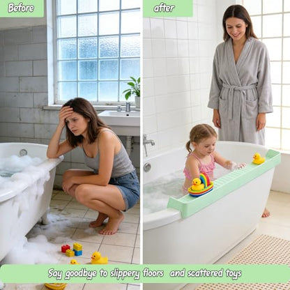 Kids Bathtub Splash Guard, Shelf & Toddler Bath Toy Tray - Green | Bathtub Splash Guard PlayPad Shelf Area with Strong Suction Cups, Bathtub Ledge Guard, Fun Bath Time for Toddlers Baby - color: green