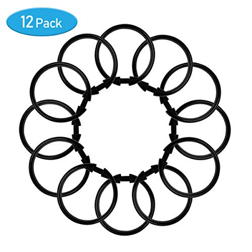Black Shower Curtain Hooks Rings, 12 Pcs Circular Plastic Shower Curtain Rings for Bathroom, Plastic Shower Curtain Hooks for Shower Curtain Rod, Black Shower Hooks Rings for Shower Curtain - color: Black