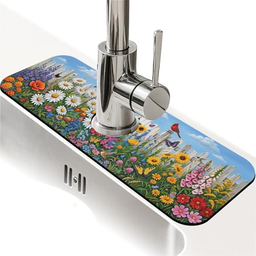 Faucet Fast Absorbent Pad - Garden Fence Cardinal Multi , Suitable For Kitchen, Bathroom, Island And Other Scenes - color: Garden Fence Cardinal Multi