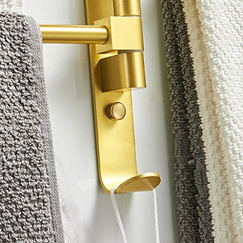 ZHOUXIAO Gold Swing Out Towel Bar Holder/Gold Finish Swivel Multiple Towel Rack for Bathroom or Kitchen, Metal Towel Bar Folding Arm Swivel Hanger Bathroom Storage Wall Mount 5Bars