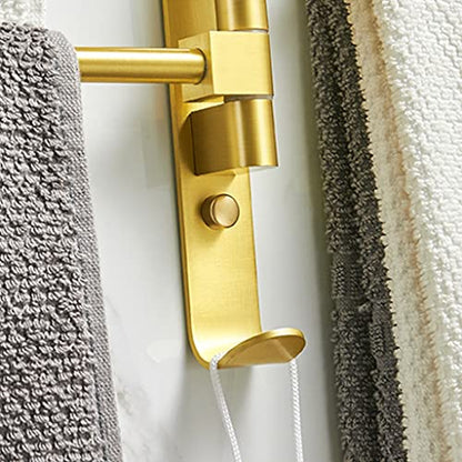 ZHOUXIAO Gold Swing Out Towel Bar Holder/Gold Finish Swivel Multiple Towel Rack for Bathroom or Kitchen, Metal Towel Bar Folding Arm Swivel Hanger Bathroom Storage Wall Mount 5Bars