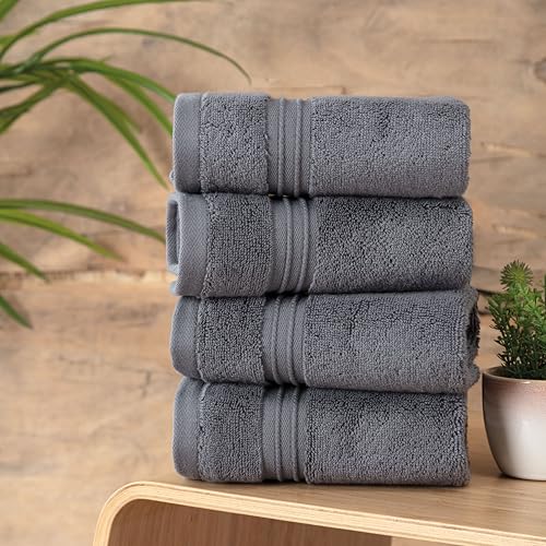 Milara Turkish Super-Plush Wash Cloths Set 4-Piece | Premium 100% Cotton Washcloths Absorbent, Durable with Hanging Loops | Anthracite (Dark Gray) Bath Washcloths, (13 x 13 Inch) - color: Anthracite (Dark Gray), size: Wash Cloth (4 Pcs) - 13" x 13"