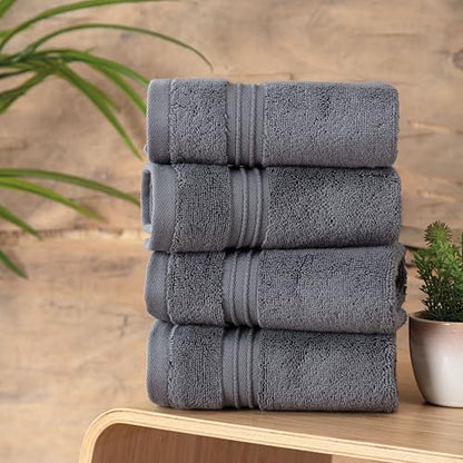 Milara Turkish Super-Plush Wash Cloths Set 4-Piece | Premium 100% Cotton Washcloths Absorbent, Durable with Hanging Loops | Anthracite (Dark Gray) Bath Washcloths, (13 x 13 Inch) - color: Anthracite (Dark Gray), size: Wash Cloth (4 Pcs) - 13" x 13"