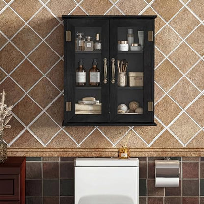 ChooChoo Bathroom Wall Cabinet, Medicine Cabinet with Acrylic Doors, Wall Mounted Over The Toilet Storage Cabinet with Adjustable Shelves for Bathroom, Kitchen, and Laundry Room, Black - color: Black
