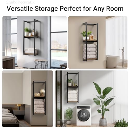 Towel Racks for Bathroom, 2 Tier Wall-Mounted Towel Rack, Home Decor Shelf, Space-Saving Organizer Rack for Household, Bathroom, and Bedroom