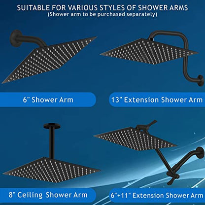 Voolan Rain Shower head, High Pressure Shower Head Made of 304 Stainless Steel, Relaxed Shower Experience Even at Low Water Flow and Pressure (10" Black) - color: Matte Black, size: 10 Inch
