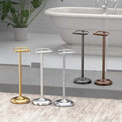 Home Accents Toilet Paper Holder Stand, Brass Finish, Freestanding Bathroom Floor Stand, Weighted Base, 22 Inch - color: Polished Brass