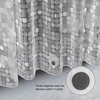 WELTRXE Shower Curtain Liner Waterproof, Clear 3D Geometric Patterns Heavy Duty Shower Liner with Magnets for Bathroom Shower Stall, Bathtubs, Thick Liner Without Chemical Smell, 72 x 72, 12 Hooks - color: Clear - Geometric Patterns