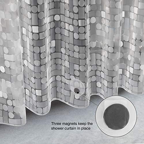 WELTRXE Shower Curtain Liner Waterproof, Clear 3D Geometric Patterns Heavy Duty Shower Liner with Magnets for Bathroom Shower Stall, Bathtubs, Thick Liner Without Chemical Smell, 72 x 72, 12 Hooks - color: Clear - Geometric Patterns