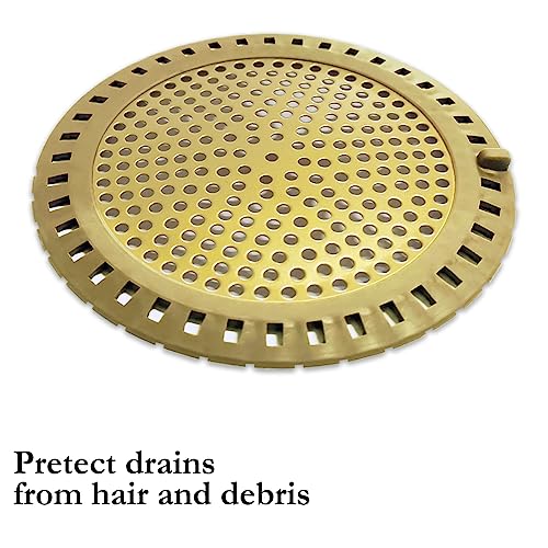 Huntonry Hair Drain Catcher, Shower Drain Hair Catcher, Shower Drain Strainer, Bathtub Drain Cover, Tub Drain Hair Catcher, Bathroom Sink Strainer, Bathroom Drain Protector, Flat, Round, Gold - color: Gold
