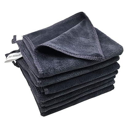 400 GSM Premium Microfiber Cleaning Cloths, Ultra Absorbent Lint Free Towels & Cleaning Rags for Car Detailing, Kitchen, Glass & Household Cleaning, Reusable Machine Washable 12" x 12" - color: Grey
