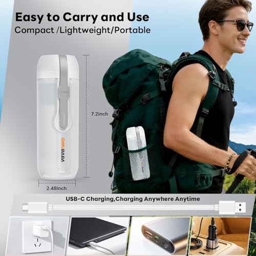 Portable Electric Bidet for Travel with 180° Adjustable Nozzle, Strong Water Pressure- Handheld Rechargeable USB-C Bidet,350ml IPX6 Waterproof Personal Hygiene Cleaner for Postpartum Women, Camping - color: white-grey